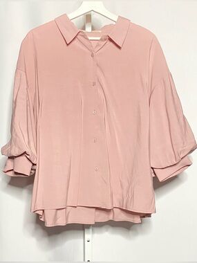 La Ven Pink Puff Sleeve Blouse • S